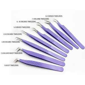 Pince à épiler professionnelle manuelle colorée en acier inoxydable pince à épiler pointue incurvée pour Test Extension de cils - Product Image 2