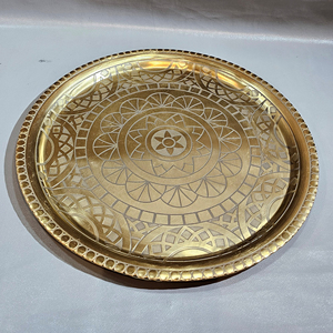 Sang trọng một kích thước lớn Vàng thaali tấm đồ ăn Bộ đồ ăn hiện đại sang trọng sắt đặt bữa ăn tối Bohemian tấm bởi Ấn Độ nhà sản xuất - Product Image 3