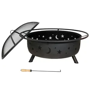 Meilleure vente de foyer extérieur rond en métal rustique avec trois pieds en fer Chauffe-terrasse Chauffe-jardin en acier Cor-ten BBQ Fire Pit - Product Image 6