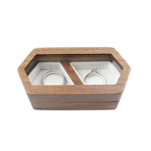 Elegante caja de almacenamiento cuadrada Vintage Interior de terciopelo organizador de joyas de madera de gran capacidad para pendientes de boda anillos HF ARTESANÍA - Product Image 2
