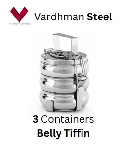 Énorme demande vente en acier inoxydable 3 compartiments Tiffin boîte Style indien ventre déjeuner transporteur de qualité alimentaire Bento boîtes 10x3 - Product Image 5