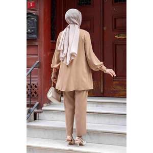 Hijab à volants en vison sur le devant Ensemble 2 pièces modeste - Product Image 1