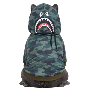 Sweat-shirt à capuche pour chien Shark Monster, vert camouflage, en polaire doux, confortable et chaud, pour l'hiver, pour chiens de petite et moyenne taille - Product Image 2