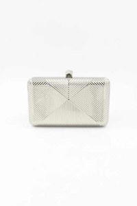 Vintage Inspired <b>Silver</b> Metal Clutch with Red Inlay and Pearl Handle Elegant Handcrafted Purse for Weddings and Special Events - Product Image 3