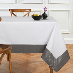 Fabricant indien de produits textiles pour la maison nappe blanche et motif de bordure 150X220 cm 190 Gsm 100% coton - Product Image 1