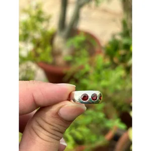 Natural Three <b>Garnet</b> <b>Ring</b> 925 Sterling <b>Silver</b> Handmade Gemstone Jewelry Wholesale Supplier - Product Image 4