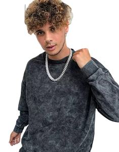 OEM & ODM <b>Men's</b> Custom Acid Wash Sweatshirts Custom Logo Print Heavyweight Crew Neck Sweatshirt for <b>Men</b> - Product Image 3