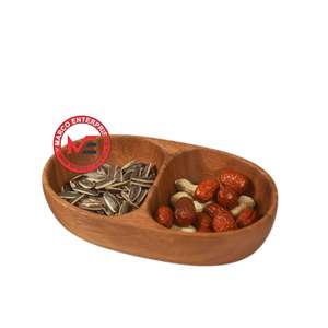 Plateau de service en bois massif avec compartiments, saladiers, plateaux ovales pour les fêtes, le petit-déjeuner, la décoration alimentaire, petits plateaux - Product Image 1