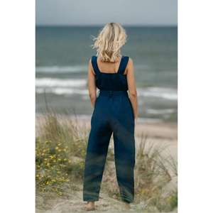 Cinturón Mujer Casual Mameluco de gran tamaño Elegante Cargo Mono 100% Algodón Cuello en V Sin mangas - Product Image 3