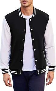 Veste universitaire à la mode pour hommes, blousons bomber de baseball Letterman en coton coupe décontractée et ajustée - Product Image 5