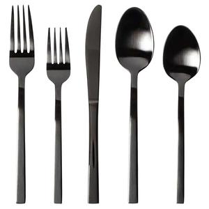 hot sale gold luxury <b>Cutlery</b> Stainless Steel gold PVD with rustic <b>black</b> handle Flatware Safe and healthy for daily use - Product Image 3