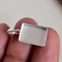 925 Sterling Silber Blanko-Fassung Anhänger 7x9 Rechteckige Form Edelstein-Lünette Blanko-Anhänger für Feinschmuckherstellung