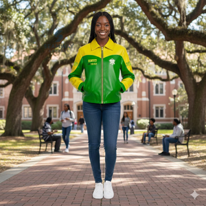 Chaqueta de Cuero PU para Mujer Chi Eta Phi, con Cierre Frontal, Bordado Suave, Estilo Casual y Elegante - Product Image 4