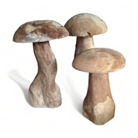 Gran Escultura de Hongo Tallada en Madera de Teca Náutica Antigua con Temática Floral para Decoración de Hogares, Hoteles y Restaurantes en Indonesia