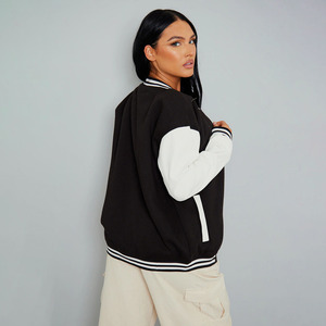 2024 nouvelle mode femmes Varsity veste Satin à manches longues en cuir imperméable teint brut traité Varsity Style imprimé Techniques - Product Image 6