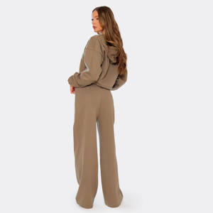 Haute qualité kaki vert femmes 2 pièces contraste survêtement ensemble à capuche et pantalons de survêtement pleine longueur 2 pièces femmes survêtement ensemble - Product Image 2