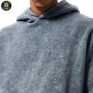 Chándal de invierno para hombre de alta calidad 100% algodón lavado con ácido técnicas impresas personalizadas traje de jogging con cuello con capucha de talla grande - Product Image 6