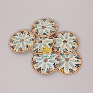 Gran oferta, posavasos de ratán tejido de 10 cm, manteles individuales aislados ecológicos para bebidas, restaurantes, diseño de concha pintada - Product Image 1