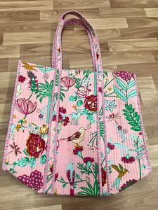 Bolso de compras de algodón acolchado de diseñador indio con hermoso estampado de pájaro, bolso de mano Reversible Popular de verano, accesorios de moda - Product Image 4