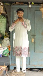 Rangoly blanco jacquard diseñador kurta - Product Image 3