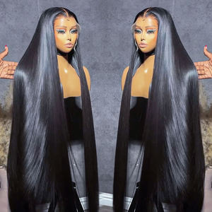 Perruque en cheveux humains 100% vierges, alignée sur les cuticules, bouclée profonde, 13x4, dentelle HD, frontale, longue, vague profonde, cheveux humains, dentelle frontale - Product Image 2