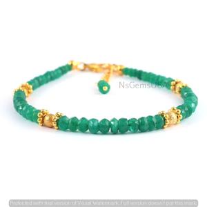 Unisex 4mm Round Green Emerald Beaded <b>Bracelet</b> with Faceted Stone Gift for <b>Boys</b> and Girls Rondelle Shape Hayaat Gems HG-264 - Product Image 4