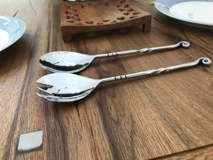 Curved Handle Design Stainless Steel <b>Salad</b> Server <b>Salad</b> <b>Tools</b> Perfect For Restaurants Hotel And Resort From India - Product Image 3