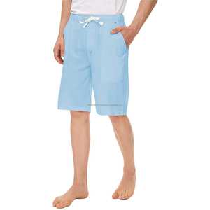 Shorts de bain décontractés pour hommes, avec cordon de serrage, taille élastique, coupe ajustée, en coton, pour la course et le sport, tendance mode, vêtements d'été - Product Image 1