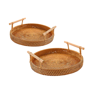 Bandeja de comida de ratán tejida hecha a mano vietnamita asequible para exhibición de alimentos de alta calidad, ecológica y a precios de fábrica para decoración del hogar - Product Image 1