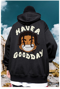 Sudadera con Capucha de Terciopelo Estampada de Moda Hip Hop Europea y Americana de Alta Calidad para Invierno, Envío y Entrega Rápidos - Product Image 3