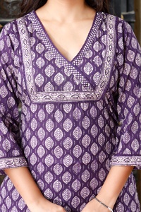Nueva moda tradicional india Jaipuri estampado algodón Kurti conjunto bordado señoras Kurta para fiestas de invierno de verano-Jaipur directo - Product Image 3