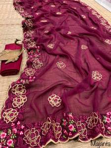 Meilleure qualité Festival Wear couleur incroyable vente chaude Zomato Saree avec chemisier avec broderie travail indien exportateur et fournisseur - Product Image 3