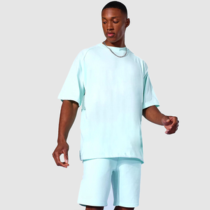 ชุดกีฬาฤดูร้อนของผู้ชายชุดสองชิ้นเสื้อยืดระบายอากาศและกางเกงขาสั้นสำหรับจ๊อกกิ้งลำลองไซส์ใหญ่พิเศษ - Product Image 1