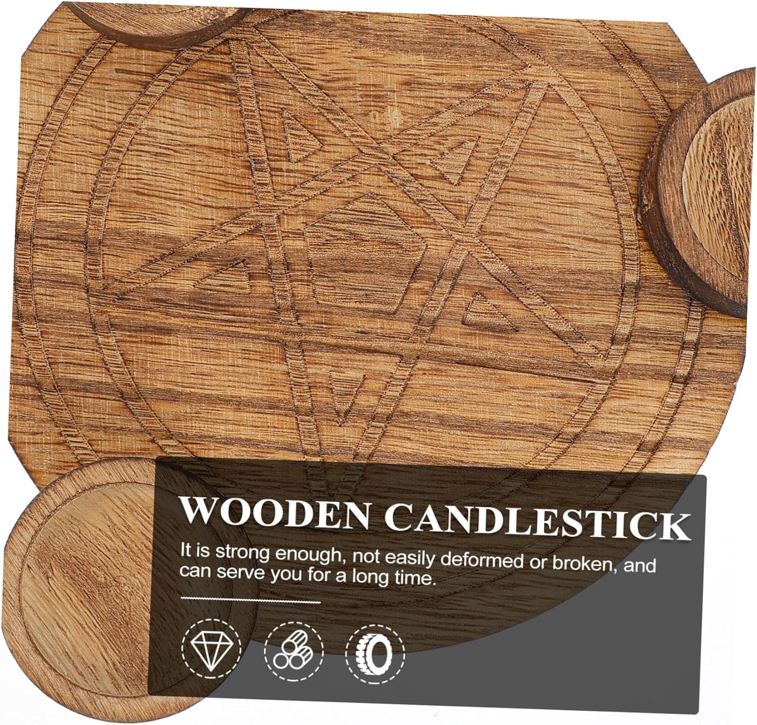 Portacandele In Legno Con Pentacolo – Disco Per Altare Wicca – Decorazione Vintage Spirituale – Regalo Per Praticanti Stregoneria