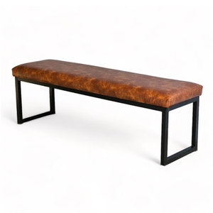 Women's Upholstered <b>Bench</b> with PU <b>Cushion</b> 140x40x45cm Iron Frame GBD024 - Product Image 1