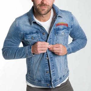 2025 nouveau arrivé à la mode léger lavé coton Denim veste pour hommes tenue décontracté col rabattu lourd veste - Product Image 1