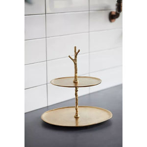 Modern Polished Aluminium Gold Finish Dessert Serving Tray 2 Tier Metal <b>Cake</b> Stand For <b>Wedding</b> And Party Table Decoration - Product Image 4