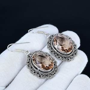 Boucles d'oreilles uniques en pierre de morganite, argent sterling 925, boucles d'oreilles faites à la main, boucles d'oreilles statement, cadeaux de bijoux pour les fêtes de Noël - Product Image 6