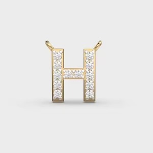 Colgante de diamante 'H' de estilo clásico Unisex increíble letra chapada en oro joyería fina colgantes y dijes de moissanita para todos - Product Image 3