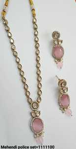 Conjunto de collar elegante Kundan y gota chapado en oro tradicional indio y de moda, pendiente a juego con COLLAR COLGANTE de cadena - Product Image 2