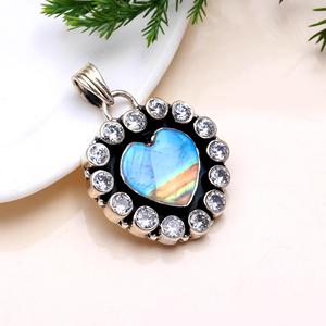 <b>Labradorite</b> Natural Gemstone <b>Pendant</b> Handmade 925 Sterling Silver Simple Design Heart Shape <b>Pendant</b> Gift for Her Fine Jewelry - Product Image 3