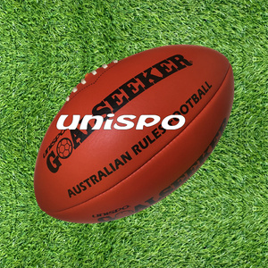 Pelota de rugby vintage, pelota de cuero natural totalmente cosida a mano y con cordones en la parte superior - Product Image 1