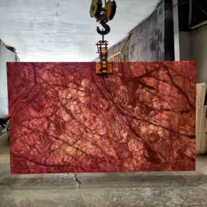 Dalles de marbre rouge feu doré, panneaux en pierre semi-précieuse onyx - Product Image 1