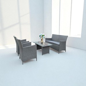 ชุดเครื่องจักสานเทียม PRSF-SBN หวายเทียมโพลีหวายที่นั่งพักผ่อนกลางแจ้งขนาดใหญ่พร้อมโต๊ะปรับระดับได้สำหรับสวนหรือดาดฟ้า - Product Image 4