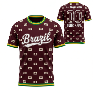 Conjunto de Camiseta de Fútbol Unisex para la Copa Mundial de Fútbol Brasil 2034, Diseño con la Bandera, para Aficionados al Fútbol, Regalo para el Día del Partido, con Múltiples Colores - Product Image 2