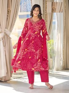 Nouveau dernier lustre premium en gros avec broderie et travail à la main Kurti Duppatta avec travail de séquence Chi-non - Product Image 6