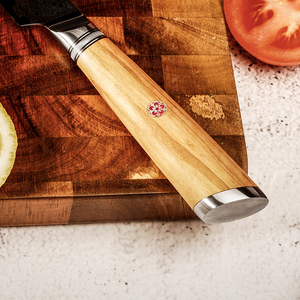 Venta al por mayor profesional japonés Damasco acero Chef cuchillos de cocina Oliver mango de madera personalizado pedidos a granel OEM ODM servicio - Product Image 6