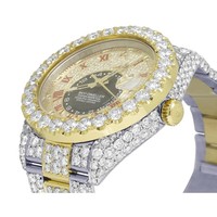 Jam Tangan Mekanik Analog Edisi Terbatas Mewah untuk Pria, Gaya Hip Hop, Custom Emas Kuning Hitam Bertabur Moissanite VVS, Bahan Stainless Steel