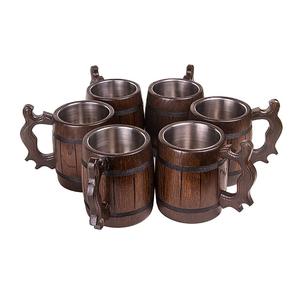 High Quality Wood <b>Beer</b> Mug Viking Wooden Retro Knight Goblet Tankard Wine for Kitchenware and Restaurants Use - Product Image 3