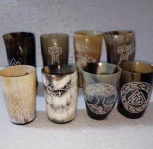 แก้วดื่มวัวฮอร์นที่มีการปั้นทองเหลืองด้านบนหรือแก้วดื่มฮอร์นแก้วหรือแก้วฮอร์นแบบสั้น - Product Image 2